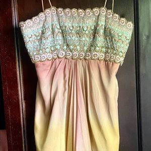Exquisite Pastel Beaded Empire Cocktail Prom Dress